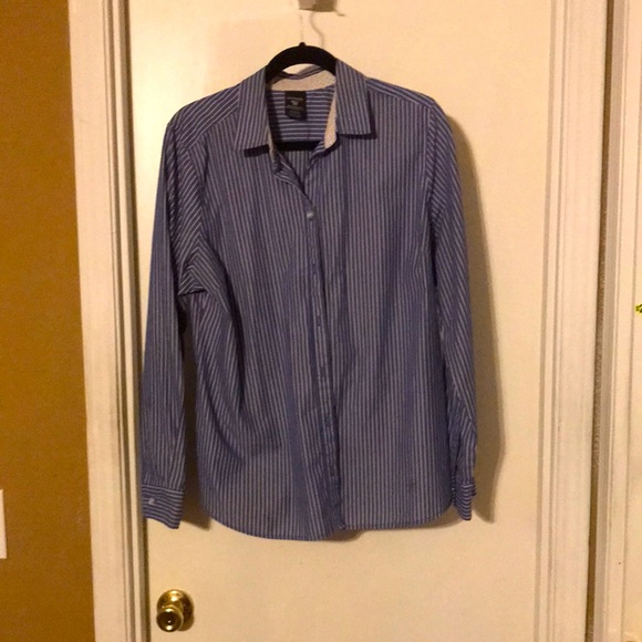 Blue and white blouse. large